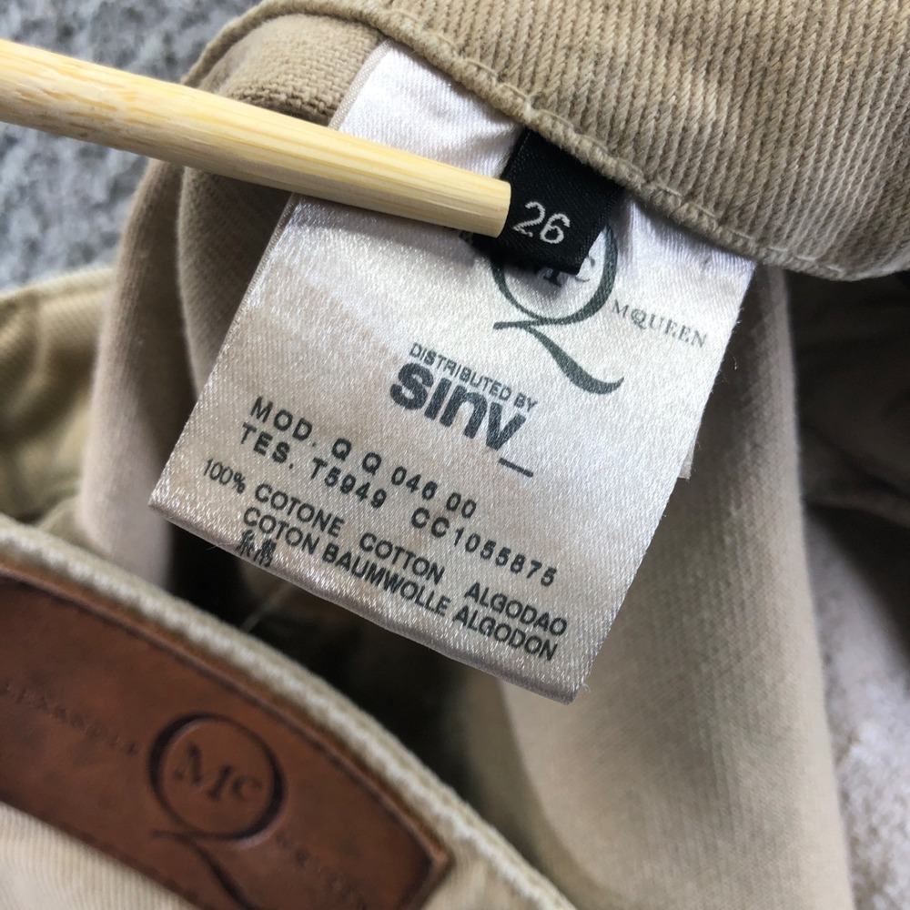Alexander McQueen Jeans Womens 26 Beige Distressed Straight Leg Made In Italy - Picture 12 of 16